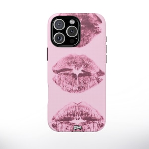 MagSafe Y2K Kiss Phone Case - Trendy Lips, Glossy Coquette Aesthetic Cover, Magnetic Phone Case, iPhone 16, Trendy Y2K Cute Retro Cool Girl