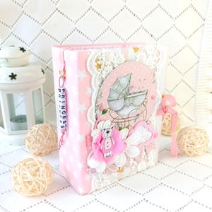 Baby Girl Photo Album for 100 photos 4 x6 /Handmade Baby Scrapbook/First Year Baby Albums/Personalized Baby Album/New Mom Gift