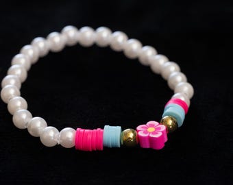 Tropisches rosa Blumenarmband