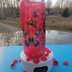 Pink Girl Snow globe tumbler