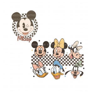Mouse e amici a scacchi Png Bundle, Silhouette di Mouse e amici, Retro mouse e amici, Animal Kindom Png, File PNG per sublimazione