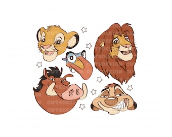 Lion King PNG Clipart Instant Digital Download, Kids Decor, Lion sublimation, Simba Timone Pumbaa, Lion King Shirt, Wall Art