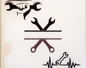 Mechanic Embroidery Design Set – Car Repair Tools – Wrench Logo – Automotive Machine Embroidery – Garage Patch