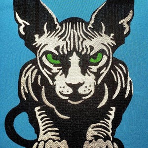 Sphynx Cat Embroidery Design: Realistic Green Eyes (Digital Download)
