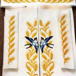 Ukrainian Embroidery Pattern with Swallows and Wheat – Traditional Machine Embroidery Design
