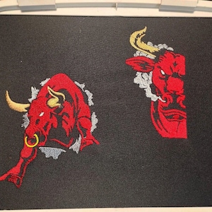 Fierce Red Bull Embroidery Design – Powerful Animal Machine Embroidery File for Jackets, Hats, Bags