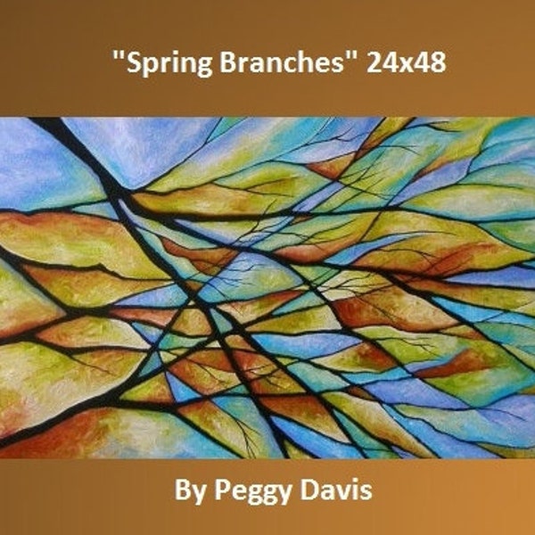 Tree Painting "Spring Branches" 24x48 Free Shipping