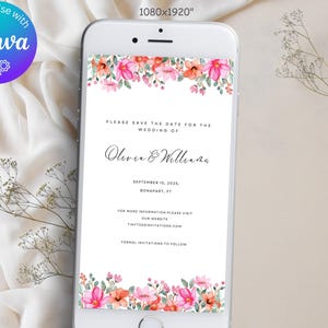 Electronic Save the Date, Minimalist Save The Date E-vite, Electronic Wedding Invitation, Save the Date for Phone