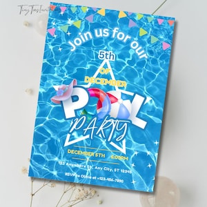 Pool Party Invitation, Text Invitation, Iphone Invitation, bday Evite, Summer Swimming Pool Party sms, Smartphone, Mobile, Electronic Invite