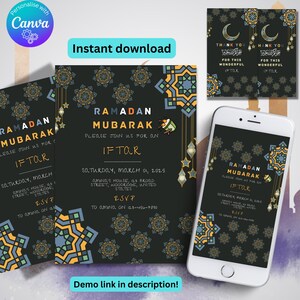 Iftar Dinner Party Invitation, Coquette Ramadan Kareem, Eid Hand Drawn Iftar Invite Card, Ramadan Eid Mubarak, Ramadan Decor, Canva Template