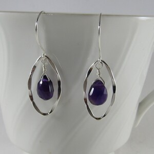 Amethyst Drop Earrings in Silver image 1