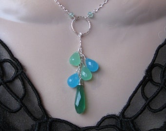 Chalcedony Drop Necklace in Silver