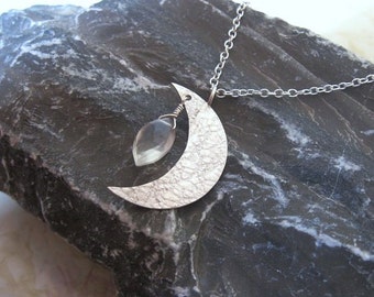 Silver Moon & Moonstone Necklace- Metal Work