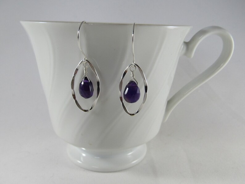 Amethyst Drop Earrings in Silver image 1