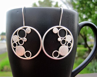 Bubble Hoop Earrings- Sterling Silver, Metalwork