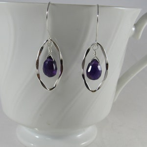 Amethyst Drop Earrings in Silver image 4