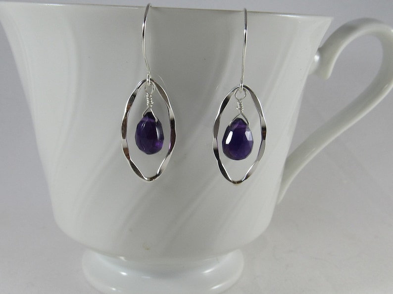 Amethyst Drop Earrings in Silver image 4