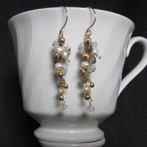 Cascade Pearl Earrings- Moonstone, Labradorite, Gold Filled