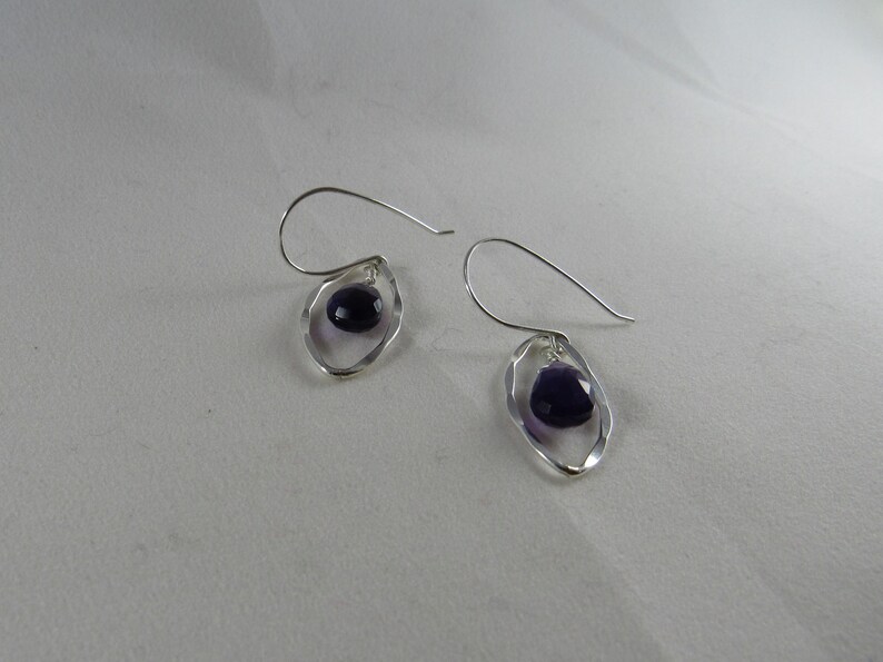 Amethyst Drop Earrings in Silver image 3