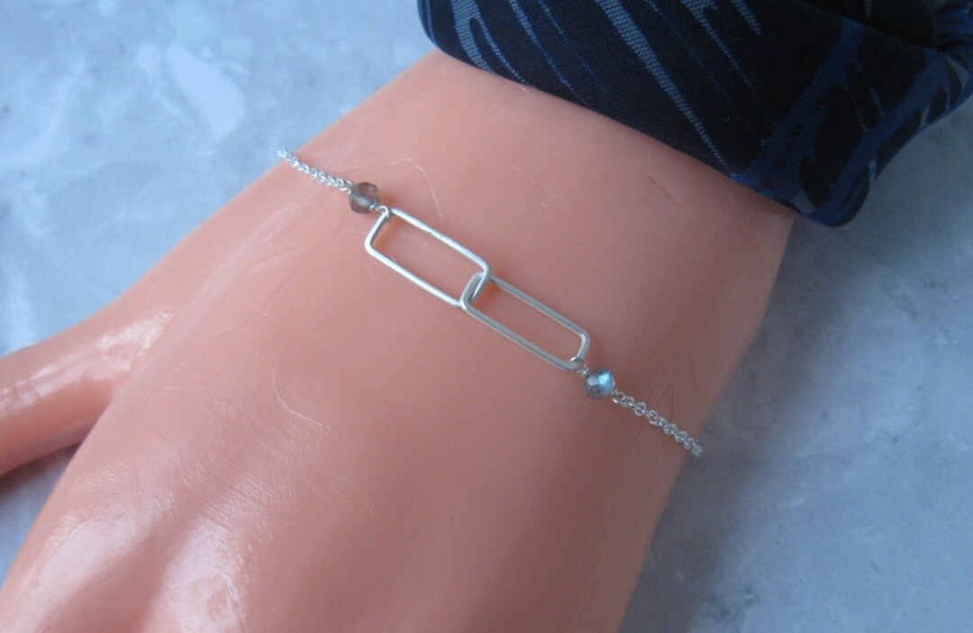 Interlocking Rectangles Bracelet in Silver With Labradorite- Metalwork ...