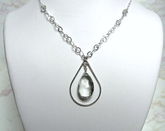 Green Amethyst Necklace in Silver