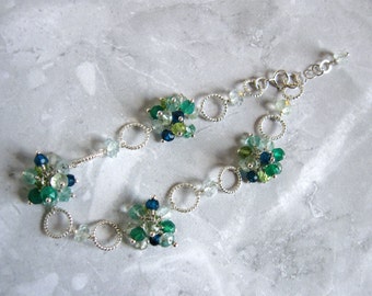 Gemstone Cluster Bracelet in Silver