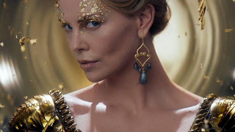 Inspired by Charlize Theron in The Huntsman Labradorite Chandelier Earrings Metalwork Silver