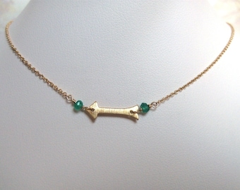 Arrow Choker Necklace- Gold Filled with Gemstones