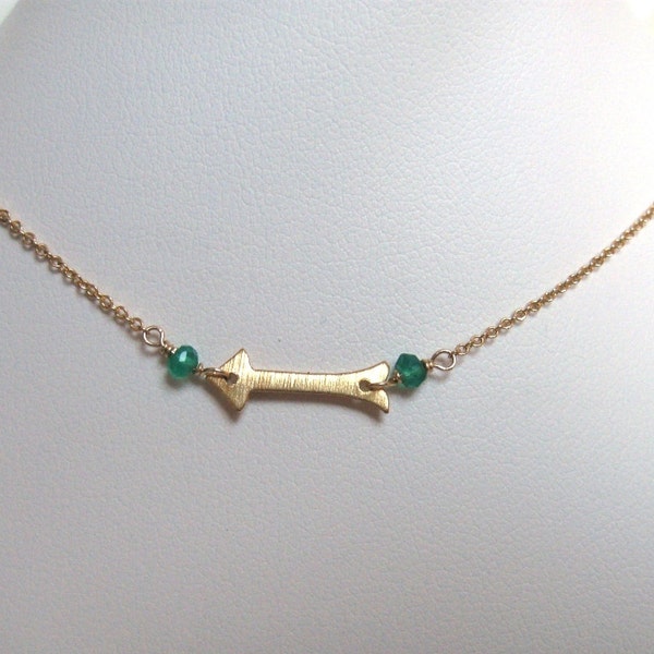 Arrow Choker Necklace- Gold Filled with Gemstones