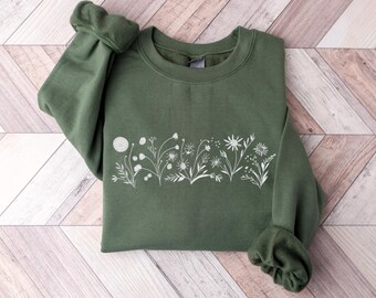 Wildflowers Sweatshirt, Floral Cottagecore Shirt, Boho Flower Crewneck Sweatshirt, Floral Sweatshirt For Women, Flower Lover Gift for Women