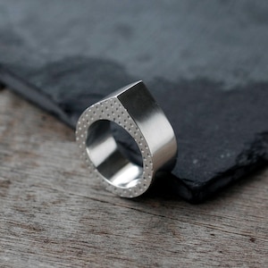 Hollow Droplet chunky silver ring image 2