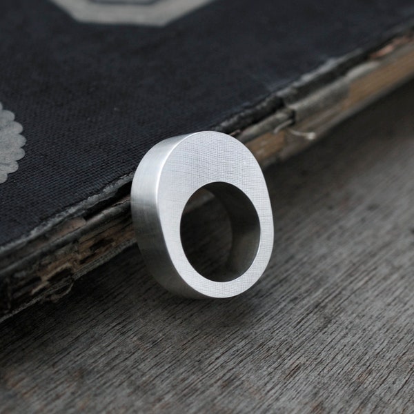 Hollow Oval chunky silver ring
