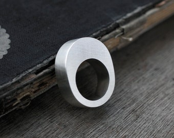 Hollow Oval chunky silver ring