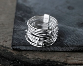 Galactical 12 Silver Stack rings