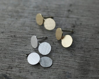 Dainty Double Dot Linen Pastille in silver or Vermeil earrings