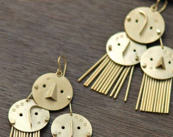 Golden Nuclear family earrings