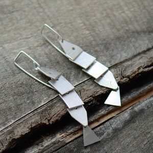 Articulate 5 Segment Silver Fish Earrings image 1