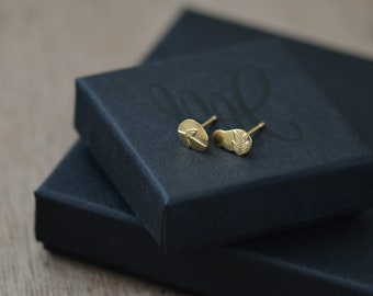 Tiny Golden Fern and Twig studs