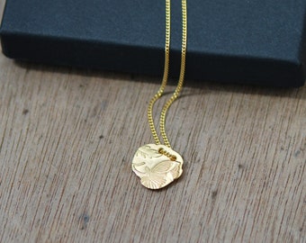 Golden Floral Fern Slate necklace