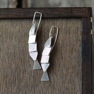 Articulate 5 Segment Silver Fish Earrings image 2