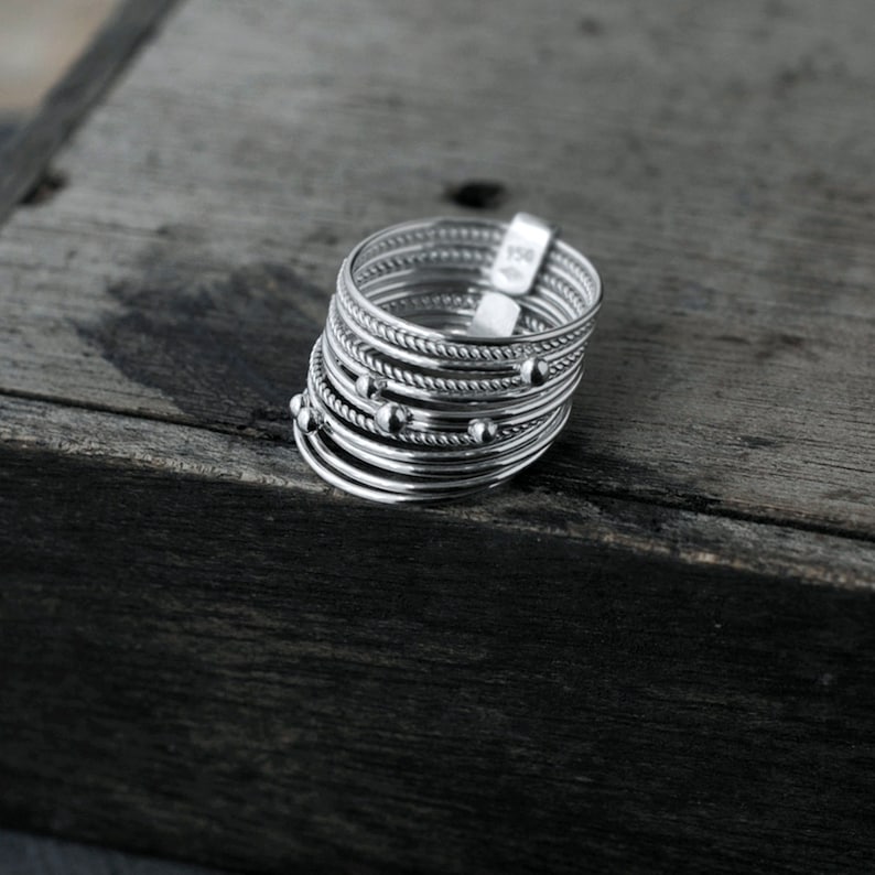 Galactical 12 Silver Stack Rings Etsy UK