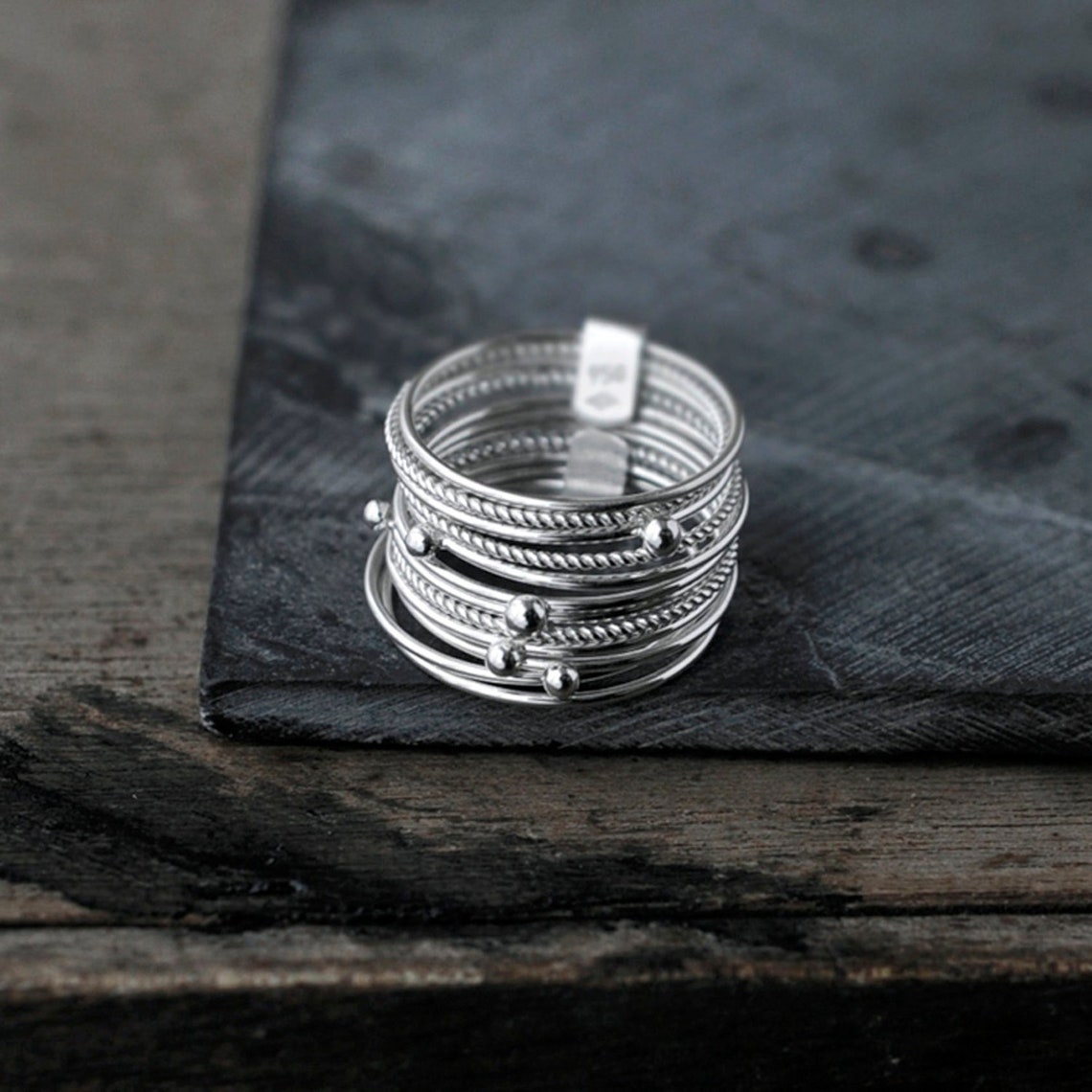 stack ring - etsy Images High Quality Grahic Galactical 12 Silver Stack Rings - Etsy UK