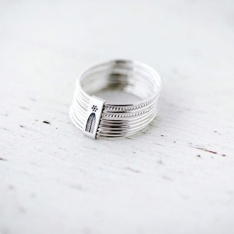 10 Stack of Twist and Turn Silver rings image 3