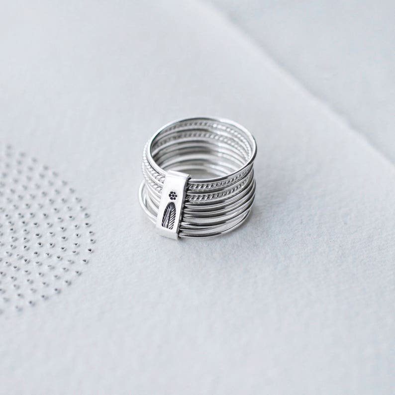 10 Stack of Twist and Turn Silver rings image 5