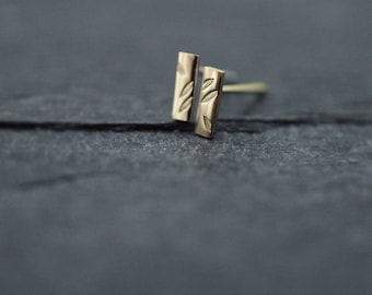 Falling Petals Silver or 18kt Yellow Gold bar studs