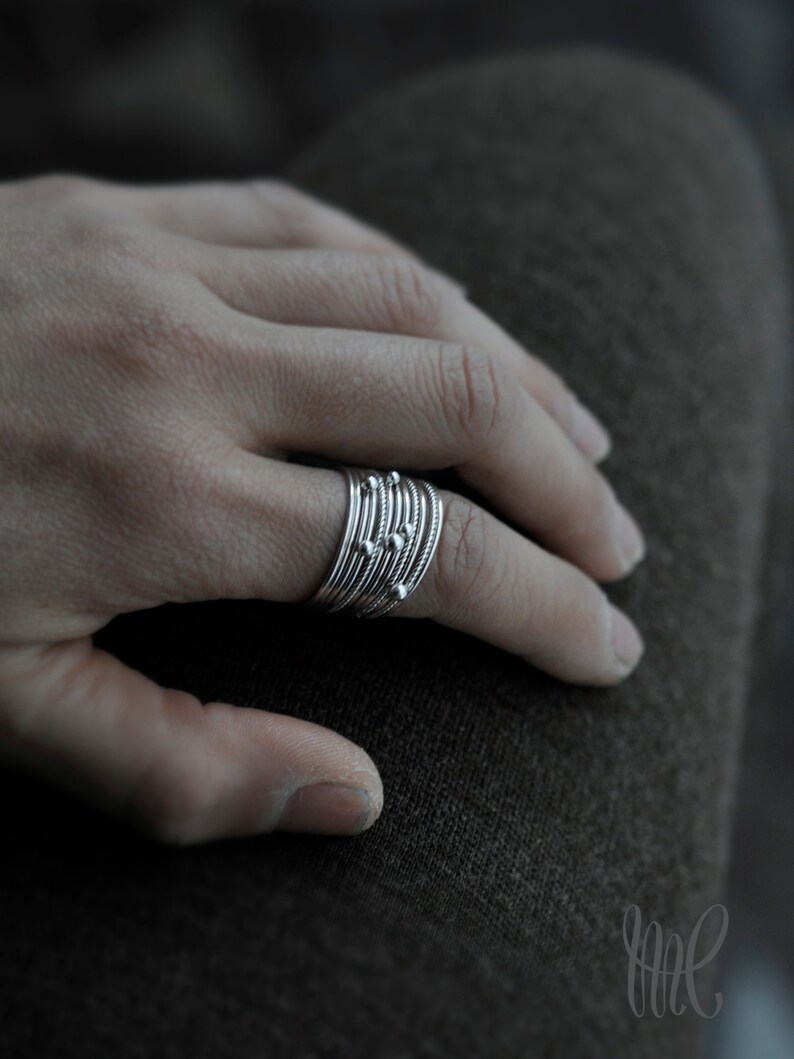 Galactical 12 Silver Stack Rings Etsy UK