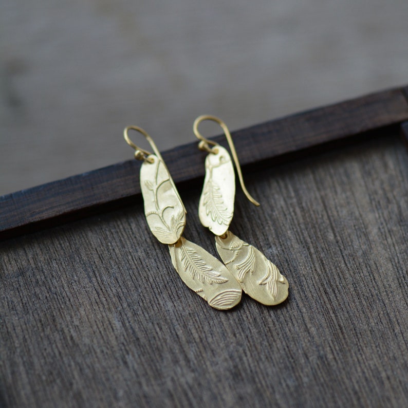 Long Layered Golden Keepsake earrings image 1