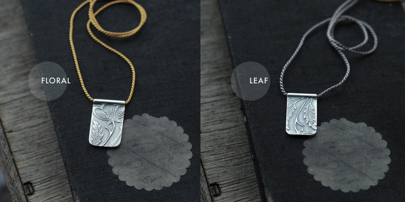 Victorian Floral or Leaf Tag necklace image 7