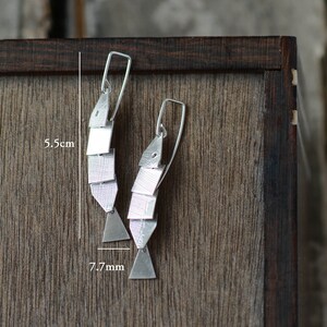 Articulate 5 Segment Silver Fish Earrings image 5