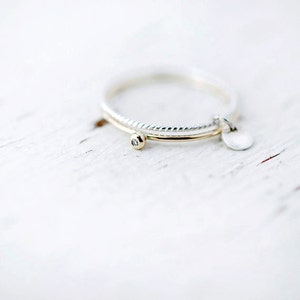 Diamond Toi & Moi 18kt Yellow or Rose Gold and twisted silver ring